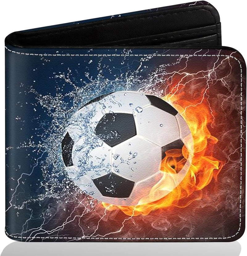 ZHIMEBYE Boys Wallet for Teens, Cool Kids Wallet Soccer for Boys Ages 8-10 9-12 11-15, Funny Leather Bifold Rfid Blocking, Coin Pocket Id Window for Teen Men Youth Guys Birthday Christmas Gifts - Image 1